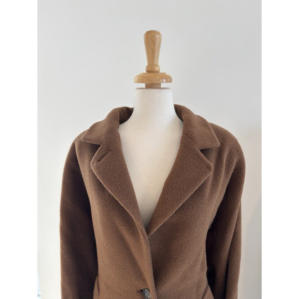 Vintage Calvin Klein Luxury Button Trench Coat, Sz 12, Brown USA With Small Hole - Picture 3 of 9